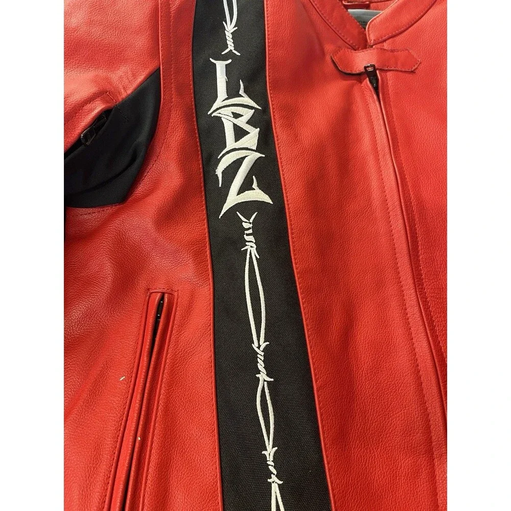 LBZ Motorcycle  Jacket Armored Red Leather Men’s XL Zip Out Lining Biker